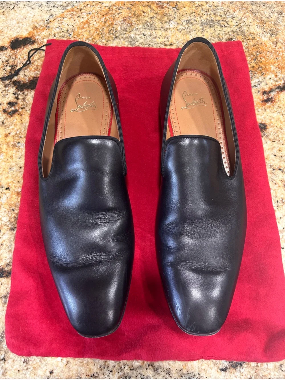 Christian Louboutin Dandelion Flat Black Leather Men’s Loafers EU 43